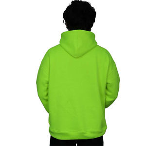 Sweat à capuche vert fluo pour homme, en molleton uni, décontracté, à manches longues, avec poche kangourou, style streetwear - Product Image 3