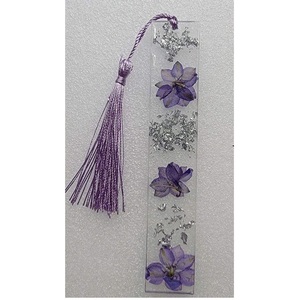 Premium Quality Epoxy <b>Resin</b> <b>Bookmark</b> with Embedded Dried Flowers Gift Item for Students and Readers Available For Sale - Product Image 1