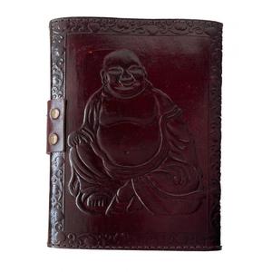 Handmade Genuine Leather Journal Grimoire Laughing Buddha Design Wiccan Cotton Pages <b>Note</b> <b>Book</b> Journal With Antique Brass C Lock - Product Image 3