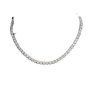 Hip Hop Iced Out D Color Blanco VVS Plata de Ley 925 Ronda agrupada Moissanite Diamond Tennis Chain Hip Hop Collar para Mans - Product Image 1