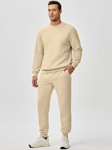 Ensemble de survêtement décontracté 2 pièces pour homme, style hip-hop, matelassé, avec sweat à capuche et pantalon de jogging, 100 % coton - Product Image 2