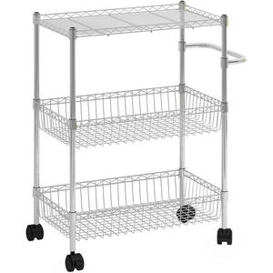 Heavy Duty <b>Rolling</b> Metal Storage Shelves Unit with Reinforced Wire Baskets for Kitchen and Household Storage - Product Image 5