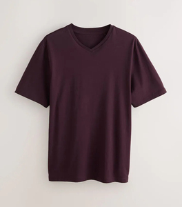 Custom V Neck T Shirt Men Cotton OEM <b>Plain</b> <b>Tshirt</b> High Quality Blank Summer Tee - Product Image 1