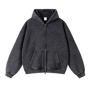 Sudadera con capucha morada extragrande con cremallera, unisex, informal, de color sólido, de algodón y forro polar, de alta calidad, para otoño. - Product Image 2