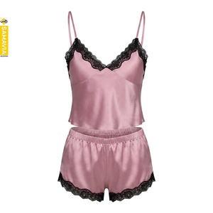Chemises de nuit pour femmes grandes tailles, en satin polyester/coton, respirantes, unies, coupe ample, simples, longues, 2 pièces - Product Image 1