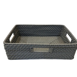 Cesta de Almacenamiento Rectangular de Ratán Natural de Lujo con Cordón de PP, Ecológica y Multiusos - Product Image 1