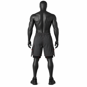 Shorts de course 2-en-1 pour hommes avec poches cargo, séchage rapide, pour la gym, l'entraînement, avec doublure de compression, vêtements de sport - Product Image 4