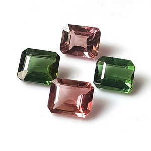 Ensemble de tourmalines zambiennes multicolores pastel naturelles, 6,25 carats au total, taille émeraude 7x6 mm, 4 pierres précieuses calibrées en vrac - Product Image 2