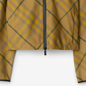 Veste en cuir jaune unisexe, col montant en toile, broderie logo sur le devant, fermeture éclair - Product Image 4