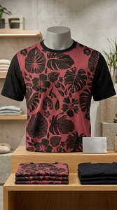 T-shirt de performance à motif floral, vêtements de sport personnalisés, haut de course en polyester - Product Image 4