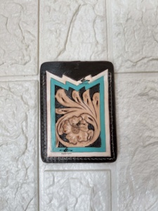 ที่ใส่บัตรเครดิตหนังสีเทอร์ควอยซ์แบบตะวันตกสำหรับทุกเพศ - Product Image 4