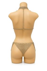 Conjunto de Bikini de Acero Inoxidable Plateado con Diseño de Malla Metálica Irregular, Estilo Armadura, para Mujer - Product Image 4