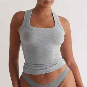 Débardeur côtelé léger et respirant pour femme, grande taille, en coton de haute qualité, avec col en V et volants sur le devant, idéal pour l'été - Product Image 3