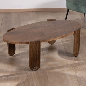 Mesa de centro Vandana Golden Matter de madera de mango con patas acanaladas Loopie - Product Image 4