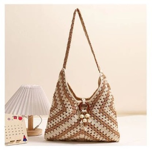 Bolso Tote de Contraste Tejido a Mano Artesanal 2026, Bolso de Ganchillo de Algodón Ecológico con Dos Asas, Bolso de Hombro Boho Ligero para Uso Diario - Product Image 4
