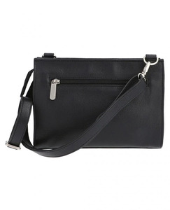 Sac bandoulière de haute qualité pour femme, élégant, avec fermeture éclair et sangle fixe, en cuir véritable noir, vente en gros, logo personnalisé OEM 2026 - Product Image 2