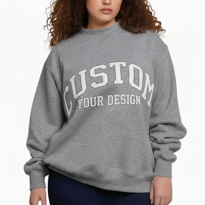 Sweat-shirt personnalisé pour femme, gris, col montant, streetwear, 100% coton, manches longues, imprimé avec des lettres, pour l'hiver et le printemps - Product Image 1