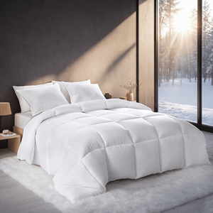 Piumino Trapuntato Oversize a Quadri Bianco di Lusso per Hotel, Piumino Invernale Pesante e Voluminoso per Camere da Letto e Pensioni - Product Image 1
