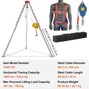 Kit Treppiede di Salvataggio per Spazi Confinati con Gambe da 7FT e Cavo da 98FT, con Verricelli Elettrici per Protezione Anticaduta - Product Image 5