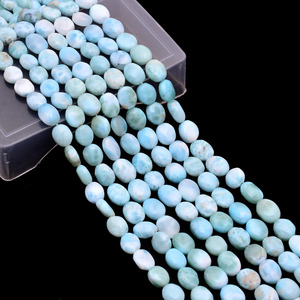 Cuentas Sueltas Ovaladas Lisas de Larimar AAA+ de 8x10 mm, Cuentas Sueltas de Larimar Natural Multicolor Dominicano, Piedras Preciosas Semipreciosas para la Fabricación de Joyas - Product Image 4
