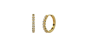 Pendientes de Aro Minimalistas Chapados en Oro de 18K con Diamantes de Corte Redondo, Aros Huggie con Diamantes y Engaste Compartido, Joyería para Mujer - Product Image 3