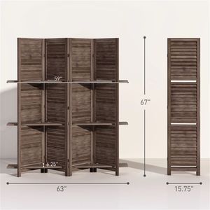 Walnut Wood Privacy Screen 4-Panel Bedroom Partition Board Natural & Stylish Room Divider - Product Image 6