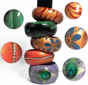 Unique Design Printed Bangle At Low Price 100% Handmade Indian Handicrafts Round Shape Wood Bangle for Women Gift Use - Product Image 2