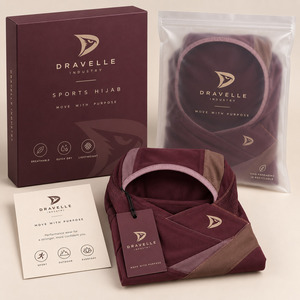 Orbital Deep Wine Hijab Breathable Stretch Jersey Performance Modest Athletic <b>Head</b> <b>Cover</b> Yoga Headscarf - Product Image 4