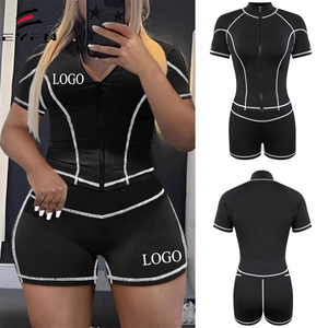 Ensemble de yoga streetwear hiver unisexe 2026, nouveau, avec logo personnalisé, 2 pièces : sweat à capuche zippé et short - Product Image 1