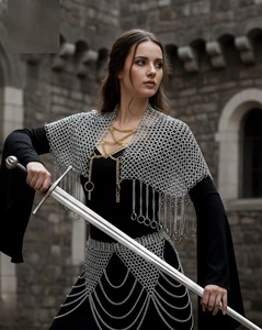 Antique Modern Chainmail Harness <b>Top</b> Skirt Set Steel Ring Armor for Cosplay Weddings & Fantasy Events - Product Image 1