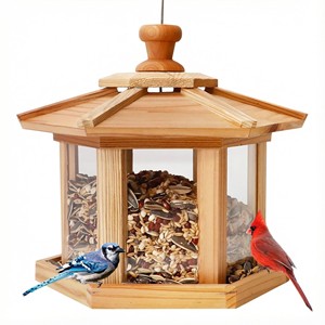 Comedero para Pájaros de Metal Ecológico Moderno de 6 Puertos, Acabado en Cobre, Decoración para el Hogar, Venta al Por Mayor - Product Image 5