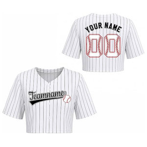 เสื้อครอปเบสบอลซอฟต์บอลสำหรับผู้หญิงแบบสั่งทำพิเศษ พร้อมชื่อและหมายเลข ดีไซน์ติดกระดุม ผ้าตาข่ายโพลีเอสเตอร์ 100% - Product Image 1