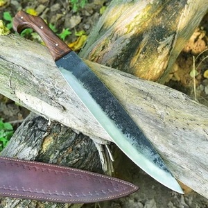 Couteau de chasse personnalisé en acier carbone forgé à la main, lame à pointe tombante, manche en bois, lame fixe non réglable, usage extérieur - Product Image 5