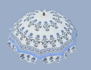 Parasols de plage et de jardin imprimés à la main avec pompons, sacs de transport pour parasols de plage en bois, style vintage avec bord arrondi - Product Image 4