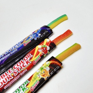 Bonbons gélifiés acidulés halal bicolores de haute qualité en gros, barres gélifiées sandwich en boîte - Product Image 3