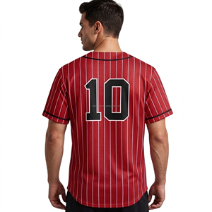 Camiseta de Béisbol para Hombre, Manga Corta, Rayas Azul Marino, Transpirable, Secado Rápido, Personalizable con Nombre de Equipo, Poliéster - Product Image 2