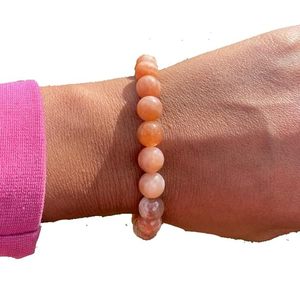 High Quality Peach Moonstone Crystal Bead Bracelet Romantic Gift Fashion Charm Jewelry for Men Women Energy Meditation - Product Image 3