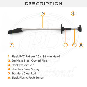 Pistolet à boulettes incurvé pour moutons et chèvres, corps en acier inoxydable, tête en silicone, pièces en plastique, taille du récipient 12x34 mm, longueur 13,5 pouces - Product Image 3