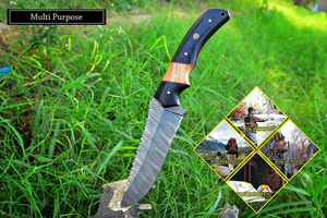 Couteau de survie et de chasse artisanal en acier Damas avec manche en bois, lame fixe, couteau de camping et de bushcraft, fabrication OEM ODM - Product Image 6