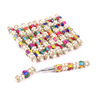 Stylo à bille coloré avec perles et paillettes, style indien, magnifique, orné de miroirs, idéal pour un cadeau familial, vente en gros