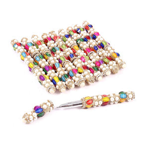 Bolígrafo de cuentas brillantes de colores con espejo, venta al por mayor india, hermoso bolígrafo de cuentas brillantes con espejo para regalo familiar - Product Image 1