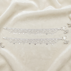 DIVYORO DIL JALI LACY MESH SILVER PAYAL - Product Image 3