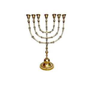 Menorah Rústica de Latón Dorado con Árbol de la Vida, Tamaño Completo, 10 Pulgadas de Largo, Compatible con Velas Estándar de Hanukkah, Menorah con Rama de Árbol - Product Image 3