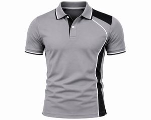 T-shirt décontracté pour homme à manches courtes en jersey respirant polyester/coton, design uni, boutonnage frontal, coupe classique, ODM de haute qualité - Product Image 3