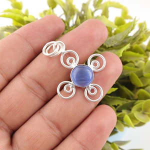 Hot Selling 925 Sterling Silver Plated Dark Blue <b>Cat's</b> Eye Pendant Bezel Set Women Statement Pendants Style Charms <b>Gifts</b> <b>For</b> <b>Her</b> - Product Image 1