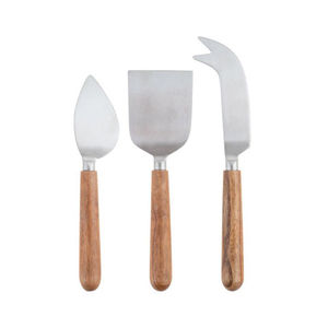Ensemble de couteaux à fromage en acier inoxydable de qualité supérieure avec manches en bois d'acacia, outils à fromage pour fromages durs et mous, élégant pour une utilisation en cuisine - Product Image 1