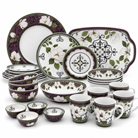 Collection de vaisselle décorative en mélamine bleue et blanche imprimée pour restaurant, hôtel, banquet, buffet, maison
