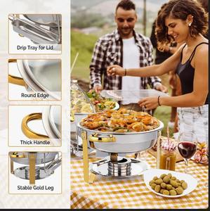 Recipiente redondo de lujo para buffet de 9 cuartos, calentador de alimentos de acero inoxidable al mejor precio - Product Image 3