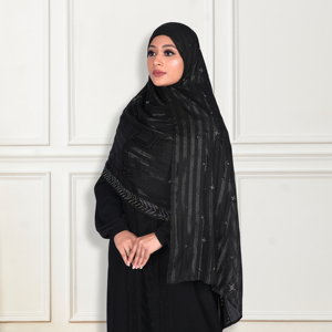 Hiyab Ligero de Chifón con Detalles de Cristal, Pañuelo Largo y Modesto para la Cabeza Musulmana, Elegante Envoltura para Oración, de Secado Rápido y Transpirable para Mujer - Product Image 3