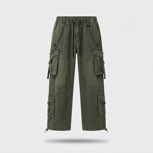 NEW ARRIVAL AZBA WASHED COTTON <b>CARGO</b> PANTS for MEN WOMEN <b>WIDE</b> <b>LEG</b> UTILITY MULTI POCKET STREETWEAR TROUSERS ECO-FRIENDLY - Product Image 1